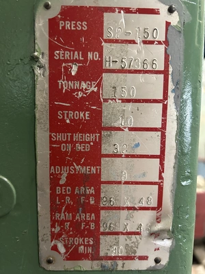 Used BLISS BLISS S2-150-96-48 PRESS Straight Side Presses | Alma Machinery #898733