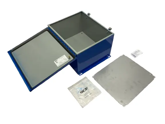 New | in-Stock Saginaw Control & Engineering Wall Mount Enclosure PAINTED BLUE Electrical Boxes Michigan US | Maverick Industrial Sales #1436916