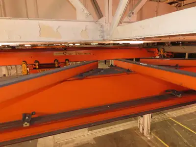 Cleveland Tramrail P&H 15 Ton Double Girder Underhung Bridge Crane 34' 10" Span
