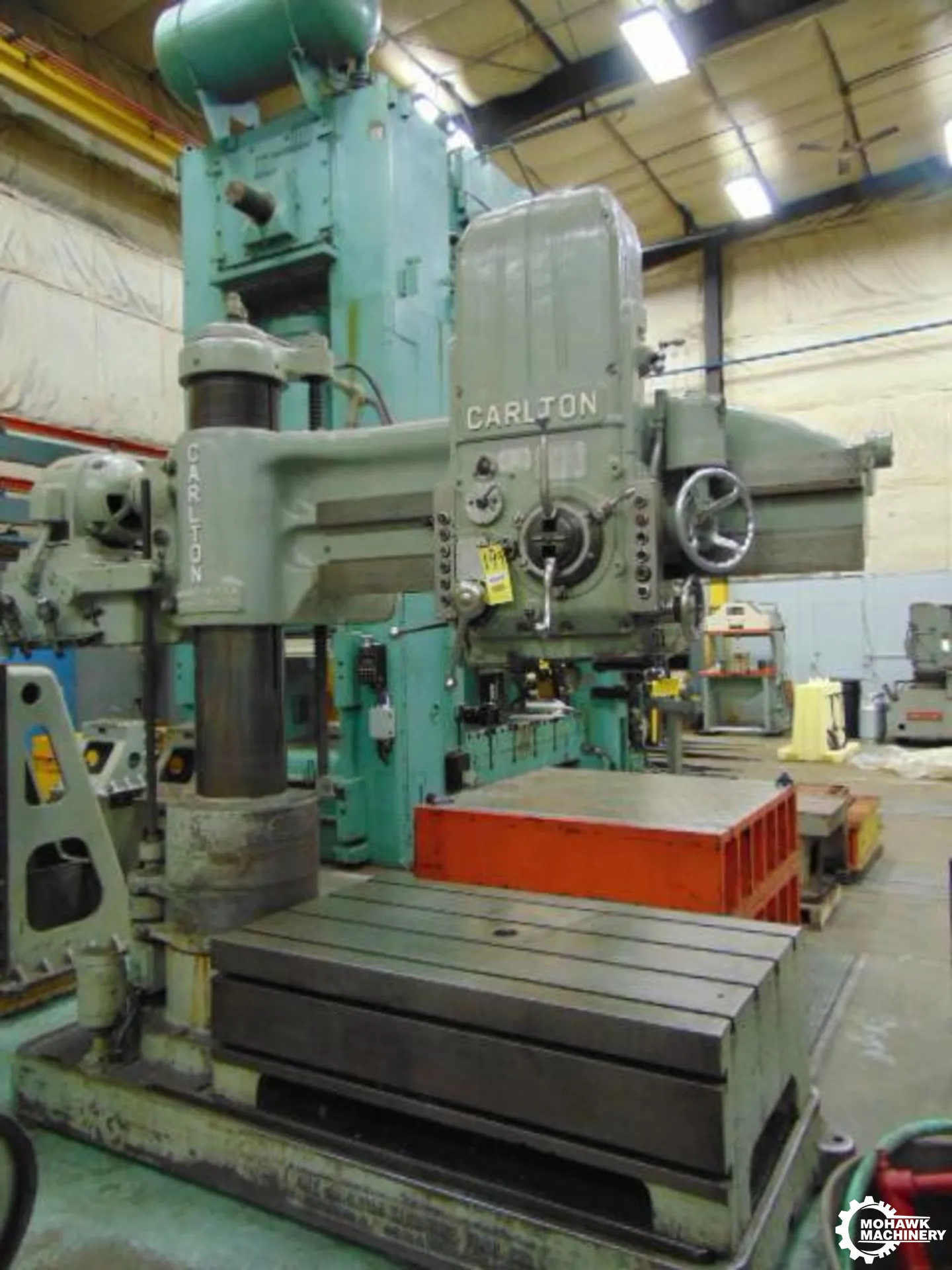 5'13" CARLTON "3A" RADIAL DRILL w/T-SLOTTED BOX TABLE - POWER CLAMPING