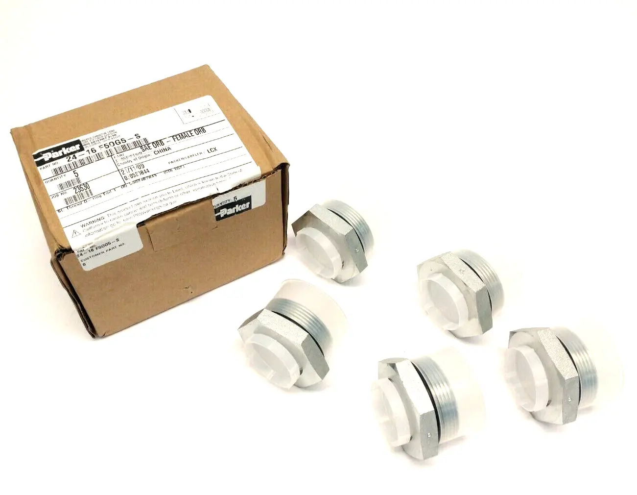 24-16 F50G5-S | Parker  Pipe & Port Reducer, Expander 1-7/8"-12, 1-5/16"-12, 5 PACK - New – Open box