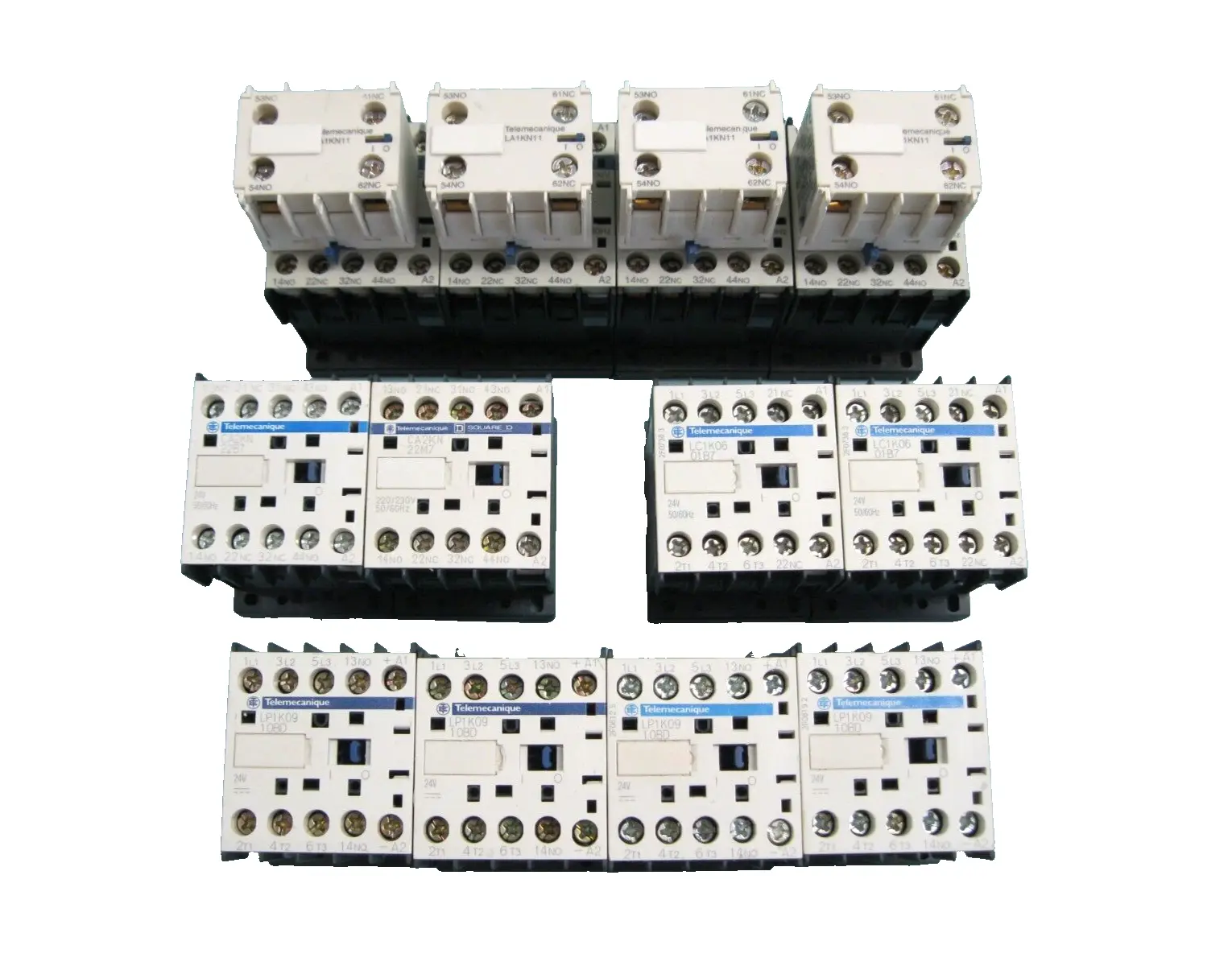 Mixed Lot (12) Schneider Telemecanique Control Relay w (4) Auxiliary Contact D9