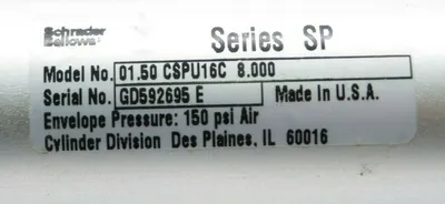 NEW SCHRADER BELLOWS 01.50-CSPU16C 8.000 PNEUMATIC CYLINDER 0150CSPU16C SER SP