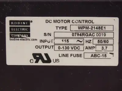 Bodine Electric WPM-2148E1 Speed Control 115V Input 0-130VDC Output 3.7A