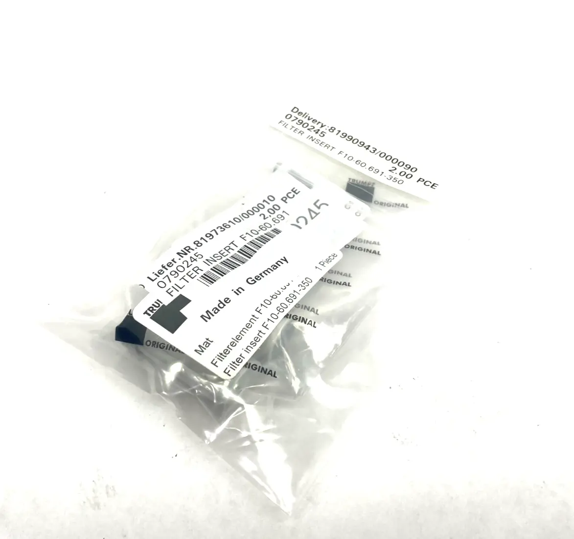 NEW TRUMPF WATER FILTER ELEMENT/INSERT F10-60.691-350