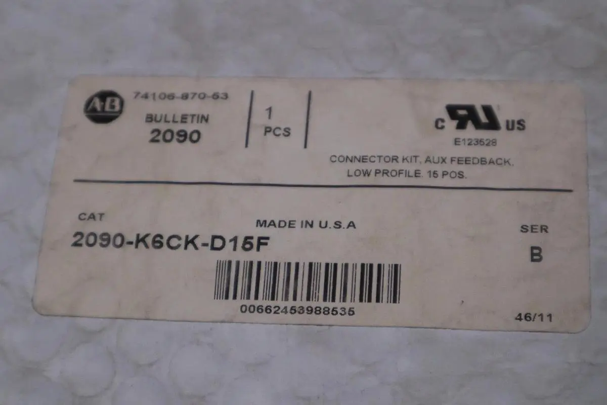 LOT OF 2 - ALLEN BRADLEY 2090-K6CK-D15F LOW-PROFILE CONNECTOR KIT - STOCK GF293A