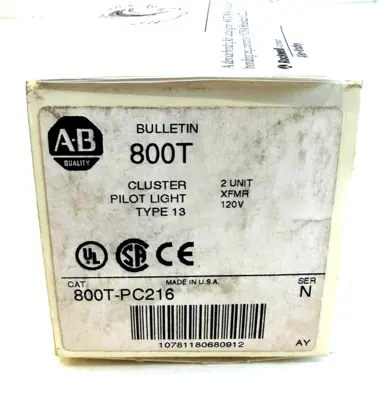 ALLEN BRADLEY 800T-PC216 CLUSTER PILOT LIGHT SER.N 800TPC216 NEW, SURPLUS