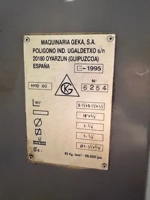 1995 GEKA HYDRACROP 80/A Fabricating Machinery, Hydraulic Iron Worker | Holland Equipment Hunters, Inc. (4)