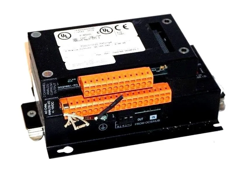 USED HORNER ELECTRIC HE800F0X104C BASE MODULE W/ MIX211, DAC002 ANALOG MODULES