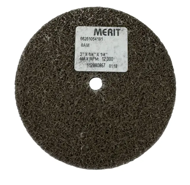 Merit 3" x 1/4" x 1/4" Deburring & Finishing Unified Wheel 8AM Medium