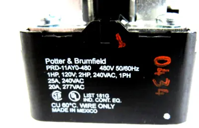 NEW POTTER & BRUMFIELD PRD-11AYO-480 RELAY PRD11AY0480