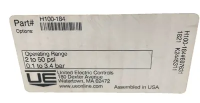 NEW UNITED ELECTRIC H100-184 PRESSURE SWITCH 2-50PSI H100184