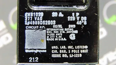 Westinghouse EHB1020 Circuit Breaker 20 Amps 277VAC 1 Pole Used