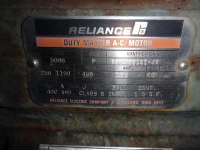 Reliance 250 hp, 1200 rpm electric motor
