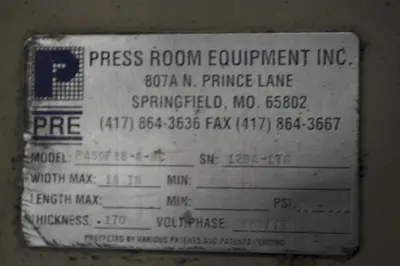 USED PRESS ROOM EQUIPMENT P450F18-A-HC
