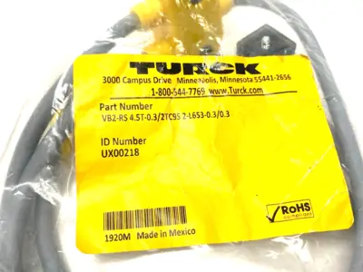 VB2-RS 4.5T-0.3/2TC9S 2-L653-0.3/0.3,UX00218 | Turck VB2-RS 4.5T-0.3/2TC9S 2-L653-0.3/0.3 Junction Splitter Cable UX00218 - New