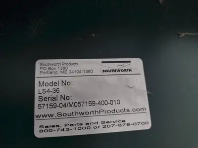 60" X 48" X 3500 LB SOUTHWORTH MODEL #LS4-36 DOUBLE ROLLER TOP LIFT TABLE, 110V SINGLE PHASE: STOCK #20926