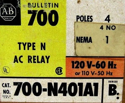 NEW ALLEN BRADLEY 700-N401A1 AC RELAY 700N401A1 4 POLES SERIES B TYPE N