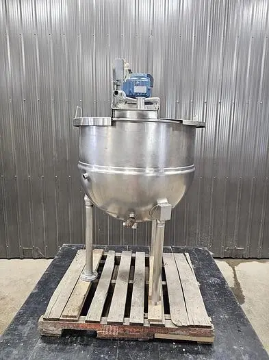 Used 100 Gallon Kettle, 316 Stainless Steel, With Scrape Agitation