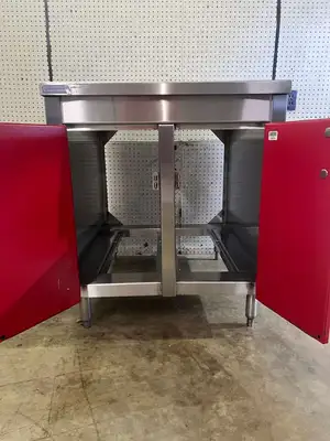 Used Falcon Restaurant Supply Used 30"x37" Stainless Work Table 2 Door Cabinet Food Prep Tables Illinois US | Falcon Restaurant Supply #1375147