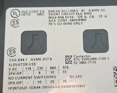 USED Siemens Siemens 3RT2027-1DB44-3MA0