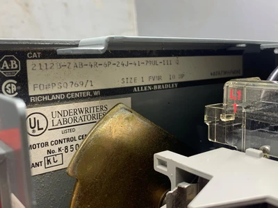 Allen Bradley, Size 1, FVNR, MCC, 2112B-ZAB-4R-6P-24J-41-79UL-11