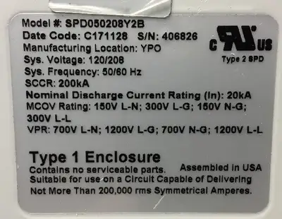 Eaton Surge Protective Device SPD050208Y2B 4B