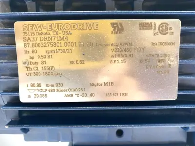 Used SEW-Eurodrive Helical-Bevel Gearmotor 0.5HP 21RPM 230/460V Gearmotors Michigan US | Maverick Industrial Sales #1394398