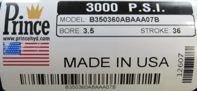 NEW PRINCE B350360ABAAA07B HYDRAULIC CYLINDER 36"x3.5" 3000PSI 12607