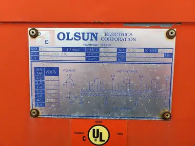 500kVA Transformer 4160 pri. volts, 600Y/347 sec. volts, 3Ph Type:BK3R
