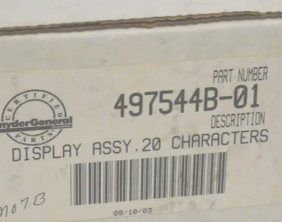 NEW SNYDER GENERAL 497544B-01 DISPLAY ASSY. 20 CHARACTERS, 497544B01