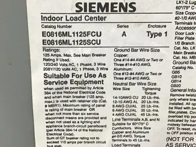 USED SIEMENS E0816ML1125FCU