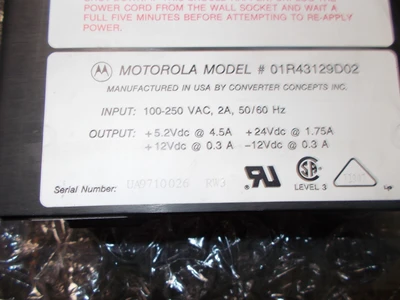 USED Motorola 01R43129D02 Power Supply