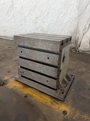 16" WIDE X 19" TALL X 9" DEEP DEVLIEG T-SLOTTED ANGLE PLATE. STOCK # 0433826