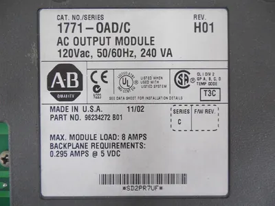 Allen Bradley 1771-OAD/C PLC-5 120VAC Output Module Rev. H01 Used