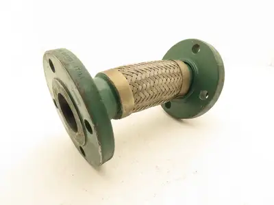 2.5"x 12" Steel Flanged Stainless Braided Flex Hose Pipe Expansion Joint 4-Bolt