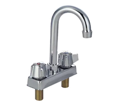 John Boos PBF-4-D-LF Deck Mount Faucet - 3 1/2" Gooseneck Spout, 4" Centers