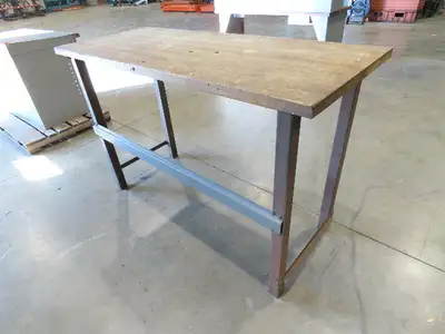 Industrial Butcher Block Top Workbench Table 72"W 30"D 46"H Heavy Steel Legs