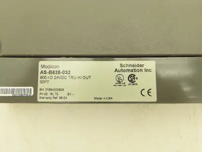AEG Modicon AS-B838-032 I/O Module 24VDC TRU HI OUT PV:00 RL:75
