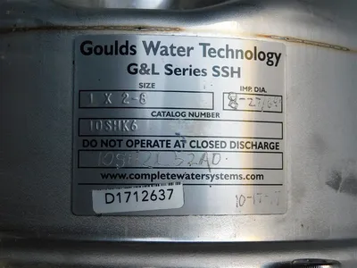 Baldor/Gould JMEWDM3711T Motor 10SHK6 Pump 10HP 3450RPM 1X2-8 Pump Size Used