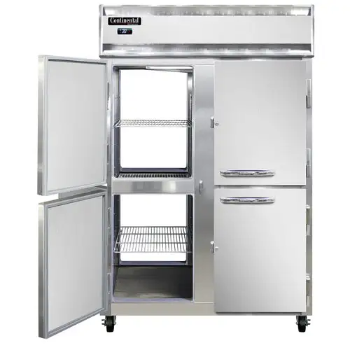 Continental 2RNSAPTHD 52" Two Section Pass Thru Refrigerator, (8) Left/right Hinge Solid Doors, Top Compressor, 115v