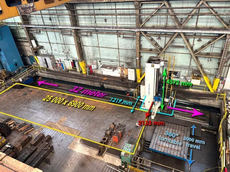 Used GIDDINGS & LEWIS 6 AXES X: 24 000 - Y: 2133 - Z: 4572 MM CNC Horizontal Floor Type Boring Mills BE | Apt International N.V #361988