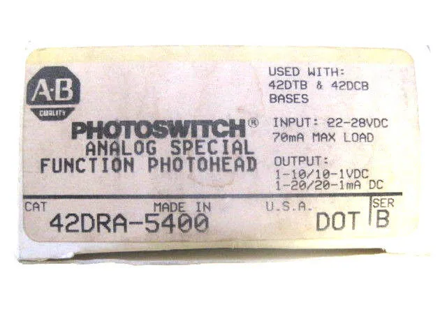 NEW ALLEN BRADLEY 42DRA-5400 PHOTOSWITCH 42DRA5400