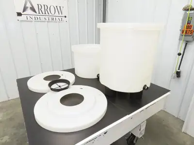 HDPE Polyethylene Plastic Water Mix Tank with Lid & Drain 40/80 Liter  Lot of 2
