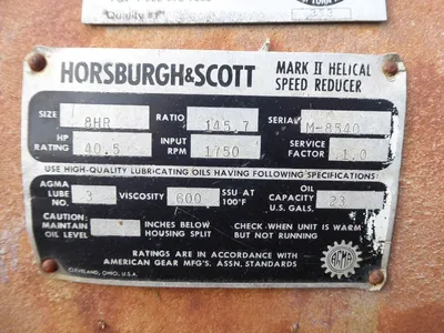 Horsburgh & Scott Size 8HR Mark II Helical Gear Speed Reducer 145.7:1 Ratio Used