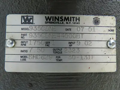 Winsmith Baldor Gearmotor 7.5 Reducer 234rpm 7.5Hp 230/460V 3PH LH 213TC 935CDNE