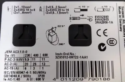 Siemens 3ZX1012-0RT22-1AA1 Contactor Loc4E46