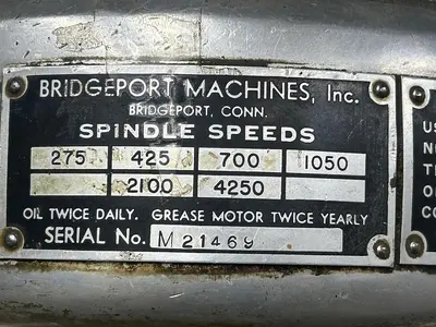 Bridgeport 9" x 32" 1/2 HP, 6-Speed Ram Type Vertical Milling Machine