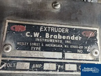 USED Brabender Technologie 0.75" Brabender Extruder, 25:1 L/D, Model 2503