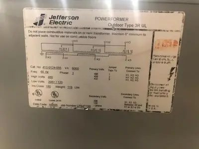 USED JEFFERSON ELECTRIC CAT. NO 413-0124-055